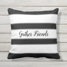 Gestreifter Versammlungs-Freund-Schwarzweiss-Patio Kissen