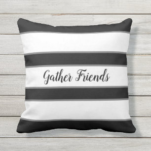 Gestreifter Versammlungs-Freund-Schwarzweiss-Patio Kissen