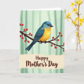 Gestreifter Vogel Glücklicher Muttertag Karte (Gelbe Blume)