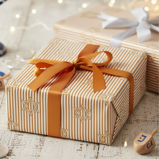 Gestreifter warmer Bernstein-Jüdischer Goldener Da Geschenkpapier