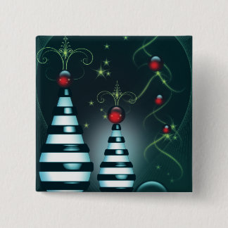 Gestreifter Weihnachtsbaum-Flitter Button