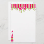 Gestreifter Weihnachtsbaum und Strumpf stationär Briefpapier (Vorne/Hinten)