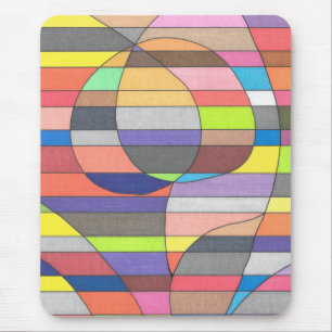 Gestreiftes Abstrakt mit farbenfrohen Ovalen und K Mousepad