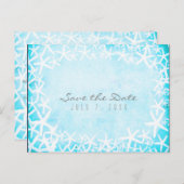 Gestreiftes Aqua Blue Party Save the Date Ankündigungspostkarte (Vorne/Hinten)