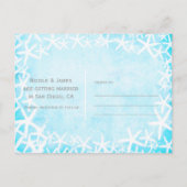 Gestreiftes Aqua Blue Party Save the Date Ankündigungspostkarte (Rückseite)