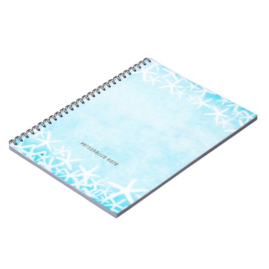 Gestreiftes Aqua Blue Tropical Beach Custom Notizblock (Linke Seite)