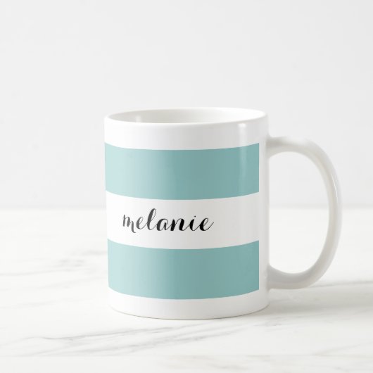Gestreiftes Aqua-personalisierte Tasse (Rechts)