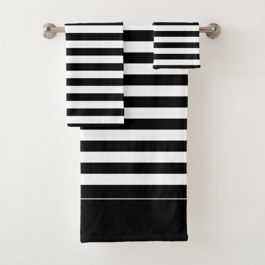 Gestreiftes Bad-Tuch-Schwarzweiss-Set Badhandtuch Set (Insitu)