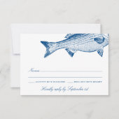 Gestreiftes Bass Fishing-Thema Elegante Hochzeit RSVP Karte (Vorderseite)