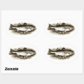 gestreiftes Bass-Logo (Vintag) Ovaler Aufkleber (Blatt)