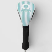 Gestreiftes Blau Grün Modern Name Initiale Monogra Golf Headcover (Vorderseite)