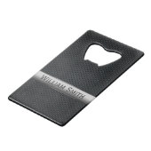 Gestreiftes dunkles Stahlmetall Geldbeutel Flaschenöffner (Rückseite Schrägansicht)