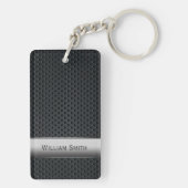 Gestreiftes dunkles Stahlmetall Schlüsselanhänger (Rückseite)