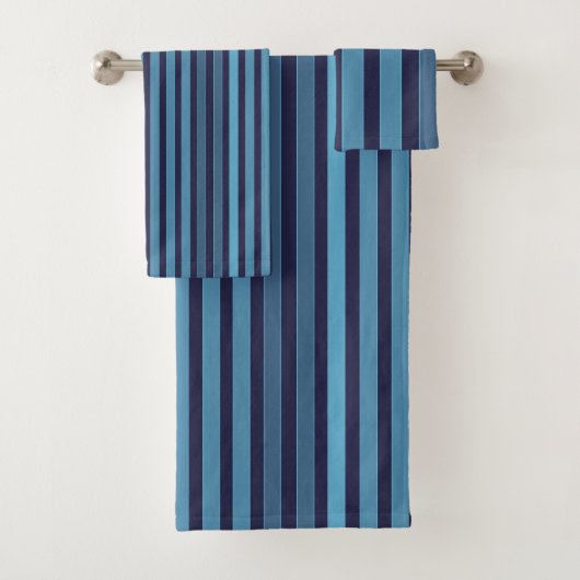 Gestreiftes einfaches Muster Retro Blau Badhandtuch Set (Insitu)