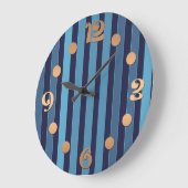 Gestreiftes einfaches Muster Retro-Blau Große Wanduhr (Winkel)