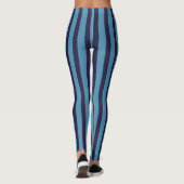 Gestreiftes einfaches Muster Retro Blau Leggings (Rückseite)
