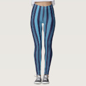 Gestreiftes einfaches Muster Retro Blau Leggings (Vorderseite)