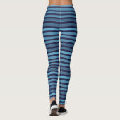 Gestreiftes einfaches Muster Retro Blau Leggings (Rückseite)