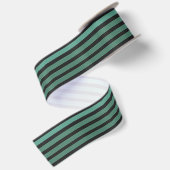 Gestreiftes einfaches Muster Retro Grün Satinband (Rückseite)