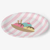 Gestreiftes Eisbecher-Dessert Pappteller (Schrägansicht)