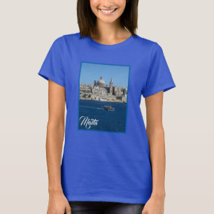 Gestreiftes Fischerboot im Hafen von Valletta Malt T-Shirt