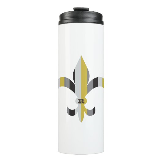 Gestreiftes Fleur de lis monogrammiert Thermosbecher (Vorderseite)