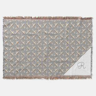 Gestreiftes Fleur-de-lis-Muster Monogramm Decke