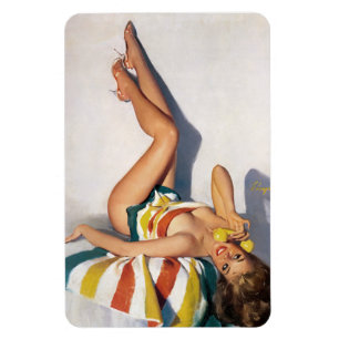 Gestreiftes Handtuch Pin Up Magnet