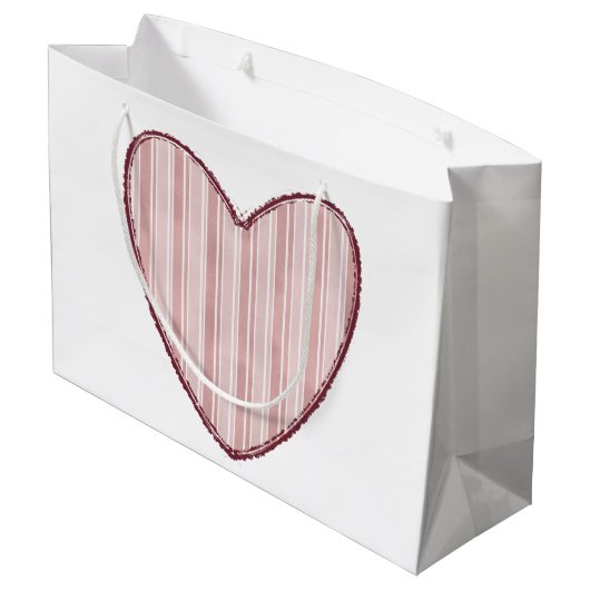 Gestreiftes Herz Große Geschenktüte (Rückseite Schrägansicht)