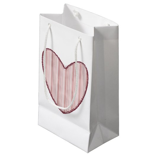 Gestreiftes Herz Kleine Geschenktüte (Vorderseite Schrägansicht)