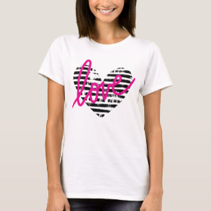 Gestreiftes Herz Liebe Design T-Shirt