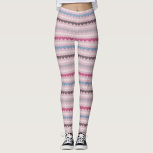 Gestreiftes Herz- und Kreis-Muster Leggings