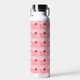 Gestreiftes Herzen-Patchwork-Muster Trinkflasche