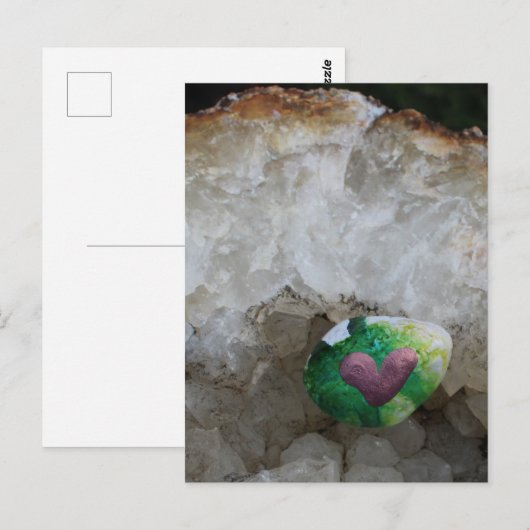 Gestreiftes Herzgestein Postkarte (Vorne/Hinten)