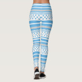 Gestreiftes Himmelblau-Muster mit Sternen Leggings (Rückseite)