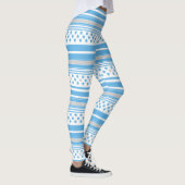 Gestreiftes Himmelblau-Muster mit Sternen Leggings (Rechts)