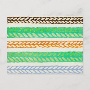 Gestreiftes japanisches Holzschnitt-Textil Postkarte