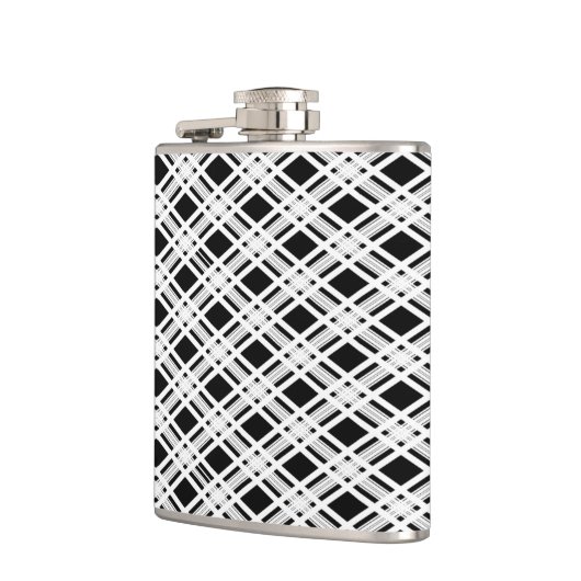 Gestreiftes kariertes Muster Flachmann (Links)