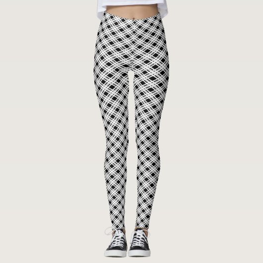 Gestreiftes kariertes Muster Leggings (Vorderseite)