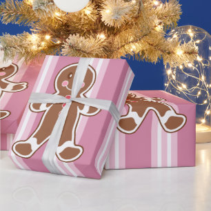 Gestreiftes Lebkuchenjungen-Geschenkpapier Geschenkpapier