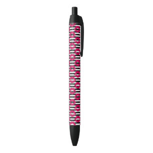 Gestreiftes Muster des Lippenstift-Kuss-B&W Kugelschreiber