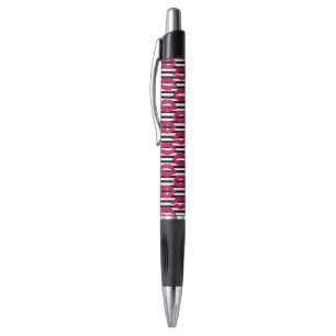 Gestreiftes Muster des Lippenstift-Kuss-B&W Kugelschreiber
