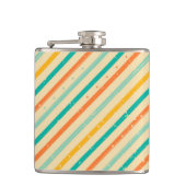 Gestreiftes Muster des Retro Schmutzes Flachmann (Vorderseite)