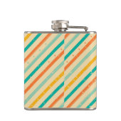 Gestreiftes Muster des Retro Schmutzes Flachmann (Rückseite)