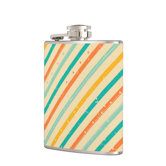 Gestreiftes Muster des Retro Schmutzes Flachmann (Links)