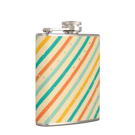 Gestreiftes Muster des Retro Schmutzes Flachmann (Rechts)