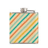 Gestreiftes Muster des Retro Schmutzes Flachmann (Rückseite)