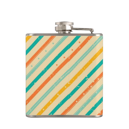 Gestreiftes Muster des Retro Schmutzes Flachmann (Rückseite)