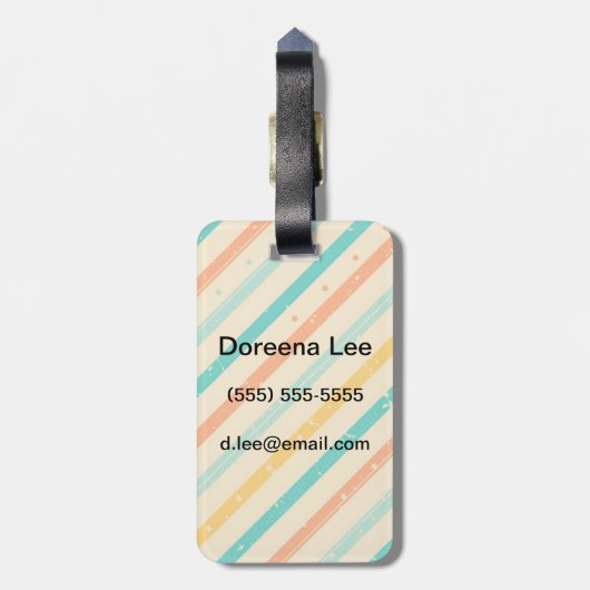 Gestreiftes Muster des Retro Schmutzes Gepäckanhänger (Rückseite vertikal)