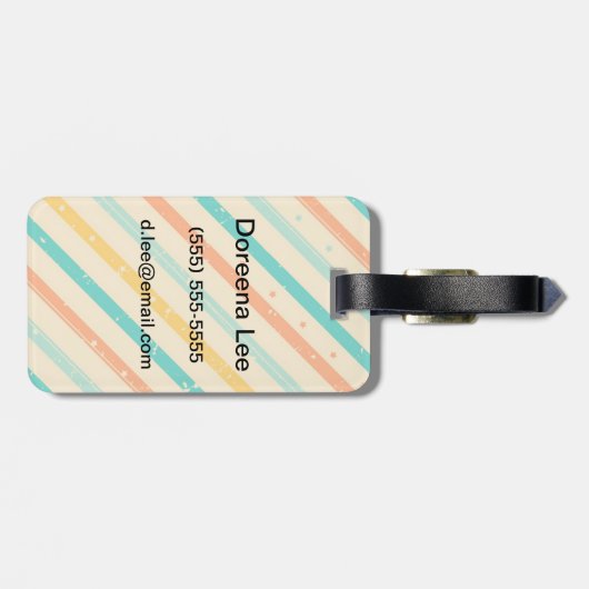 Gestreiftes Muster des Retro Schmutzes Gepäckanhänger (Rückseite horizontal)